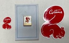 2 Adesivi autoincollanti   + spilla smaltata Cortina Scoiattolo Vintage anni ‘80