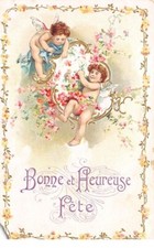 Angeli - N°74900 - Buona E Felice Fête - Angeli che Giocano Con Dei Fiori - Ca