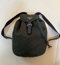 Zaino donna PRADA nylon con coulisse verde oliva autentico vintage borsa