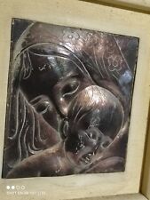 OTTAVIANI quadro sacro bassorilievo su lastra d'argento 925 Madonna con Bambino