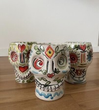 TIKI MUG CALICI STIKE TIKI TESCHIO MESSICANO IN TERRACOTTA FATTI A MANO