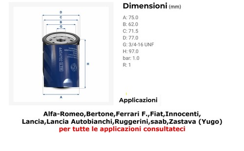 Unità filtri olio fiat per - filtri,