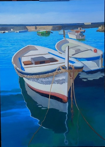Dipinto olio tela paesaggio - su,