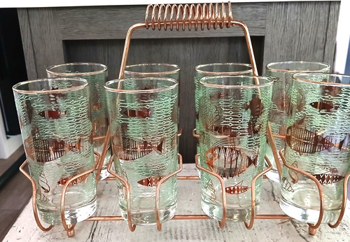 Set bicchieri pesce vintage - bicchieri,