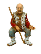 Pastore Seduto al Fuoco Landi Moranduzzo CM 10 - Pastori Presepe