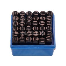 SET PUNZONI IN ACCIAIO BRUNITO LETTERE E NUMERI DA 8mm 36 PEZZI alfanumerici