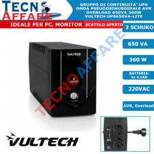 UPS Gruppo di continuità 650VA 360W per pc dvr telecamere Stabilizzatore Vultech