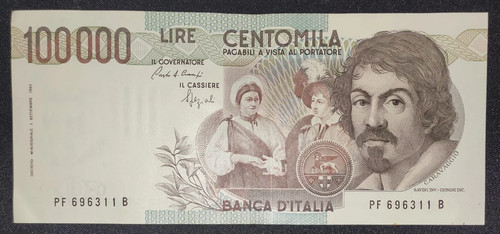 100000 lire caravaggio - lire,