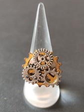 ? Steampunk anello regolabile fatto a mano con ingranaggi color argento e oro ⚙