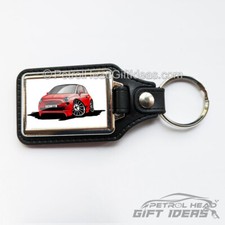 Aftermarket Cartoon Car Fiat 500 Abarth Stylish Faux Leather Keyring