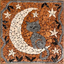 GATTO CON LUNA ROSONE MOSAICO