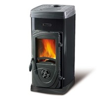 Stufa a Legna Nordica Super Junior Panoramica 5 Kw Nera Mod. 7111076