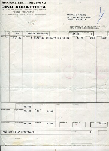 Fattura commerciale 1980 rino - fattura,
