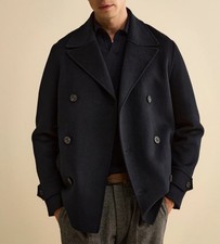 cappotto lana marina yachting 52 uomo taglia L lana blue navy Made In Italy 