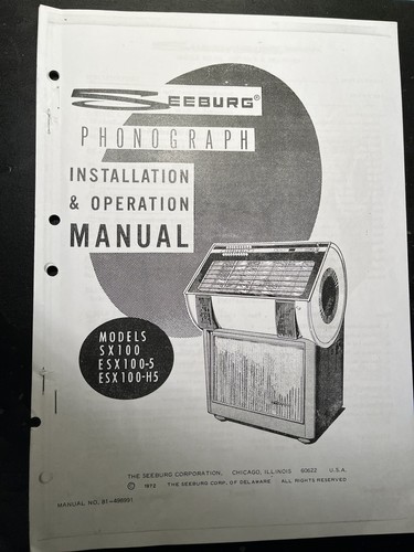 Juke box seeburg manual - manual, sx100