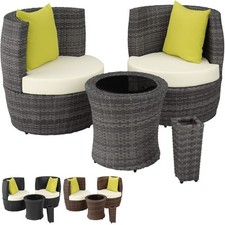 Salottino in Rattan e Alluminio 2+1 Set Mobili Giardino Poltrone Tavolo Uovo nuo