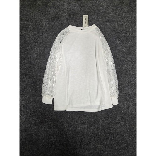 Yundai top donna bianco pizzo - top,