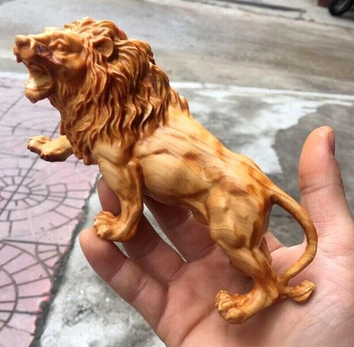 Statua leone maschio legno - leone,