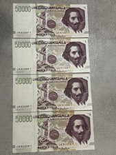 Raro Lotto 4 Banconote 50.000