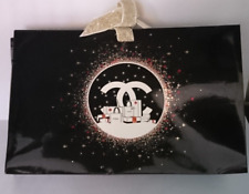 CHANEL SCATOLA GIFT BOX BORSA CARTONE NERO LUCIDO GOLD ORO FIOCCO NASTRO LOGO