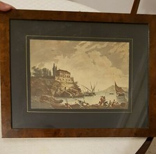 piacevole antica stampa a colori con elegante cornice in radica.