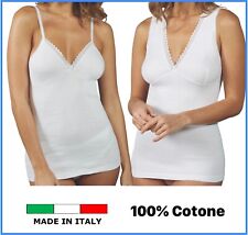 Canottiera con reggiseno Canotta donna forma seno taglie forti COTONE pizzo da 
