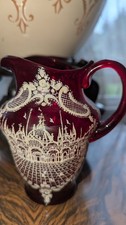 Brocca Salviati vintage in vetro rubino di Murano fatta a mano design pizzo veneziano