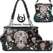 Borsa donna Sugar Skull Day of the Dead borsa a tracolla borsa portafoglio set BK