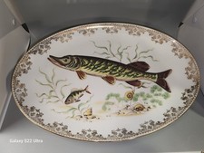 Antico piatto pesce porcellana