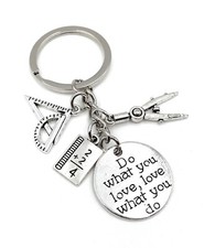 Portachiavi Zirkel Zeichengerät Matematica Lineal Lehrer Argento Ciondolo Catena