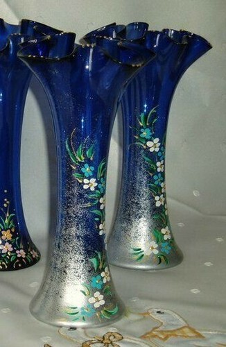 Vaso vetro blu con - in,