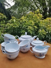 Servizio the 6 persone Laveno, ceramica azzurra, art déco, primi 900