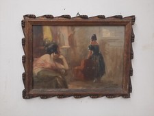 Dipinto Ad Olio Su Tavoletta Raffigurante Due Donne , Dipinto Firmato Paris XX S