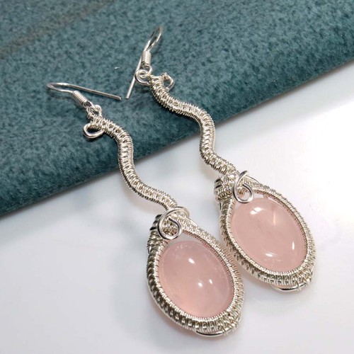 Orecchini quarzo rosa avvolti - quarzo,