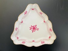 ? HEREND Hungary Apponyi Pink grande piatto vassoio triangolare in porcellana