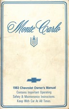 1983 Chevrolet Monte Carlo Owner's Manual Operating Safety Maintenance Guide