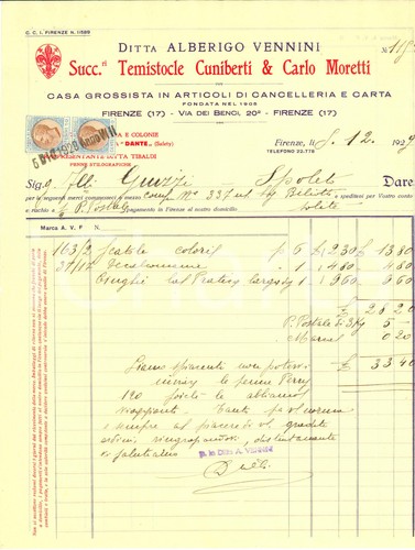 1929 firenze ditta alberigo - firenze,