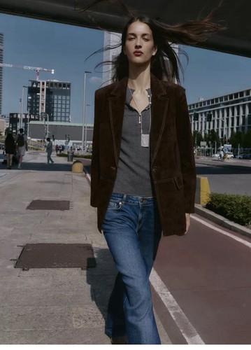 Zara blazer dritto 100 pelle - zara, 100%