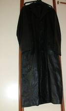 Giacca lunga di pelle da uomo, nera, usata