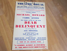 Dear Delinquent  Michael HOWARD & AUSTIN Theatre Royal HANLEY  Original Poster
