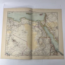 Stieler Hand-Atlas 1908 Africa tavola 2 Sahara orientale carta originale Gotha