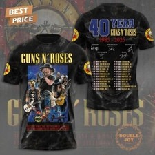Maglietta Guns N Roses 40th Anniversary - Maglietta Rock Edizione Speciale 1985-2025