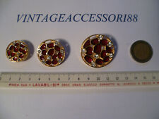 BOTTONE GIOIELLO SMALTO BORDEAUX ORO STRASS VEDI MENU X MISURE VINTAGE SARTORIA