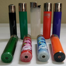 LOTTO SET 9 ACCENDINI CLIPPER RICARICABILI DA COLLEZIONE TINTA UNITA FLOREALI