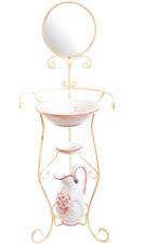 I VECCHI LAVABO Stand lavabo Ricciolo con specchio e tris ceramiche Savoia rosa