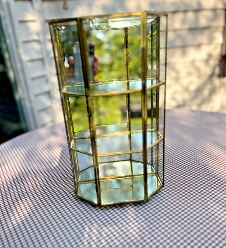 Mobiletto vintage ottone vetro