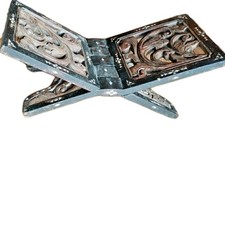 Porta Libri Porta Corano (Rehal) Legno Intagliato Indiano Vintage