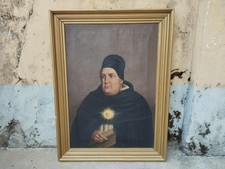 ANTICO XIX secolo QUADRO STORICO DIPINTO OLIO SU TELA SAN TOMMASO D'AQUINO