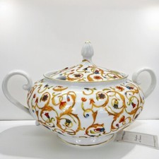 Zuppiera stile antica in porcellana Limoges Legumiera Centrotavola decorato oro