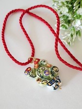 Collana siciliana con Fico D'india In ceramica Di Caltagirone Con Corda Seta
